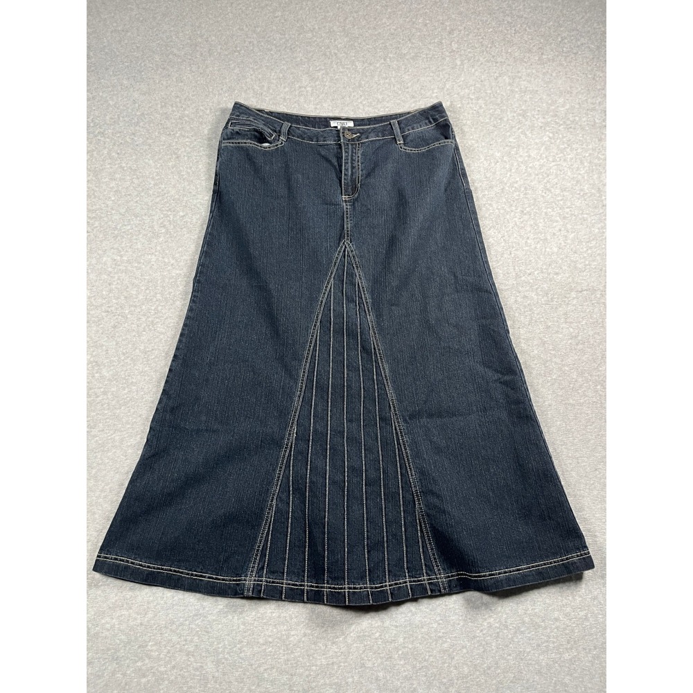 VTG Y2K Cato Denim Maxi Skirt Women 12 Blue Festival Concert Streetwear Stretch